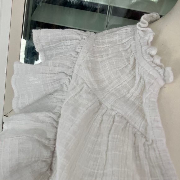 Ramy Brook White Tiered Blouse with Smocking at the waist. - Picture 5 of 10